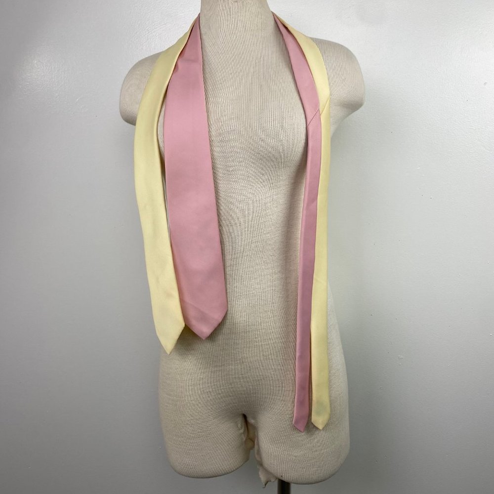 Pair of Ketch Neckties 100% Polyester Pink & Yellow 3" Wide X 57" Long - Picture 2 of 6